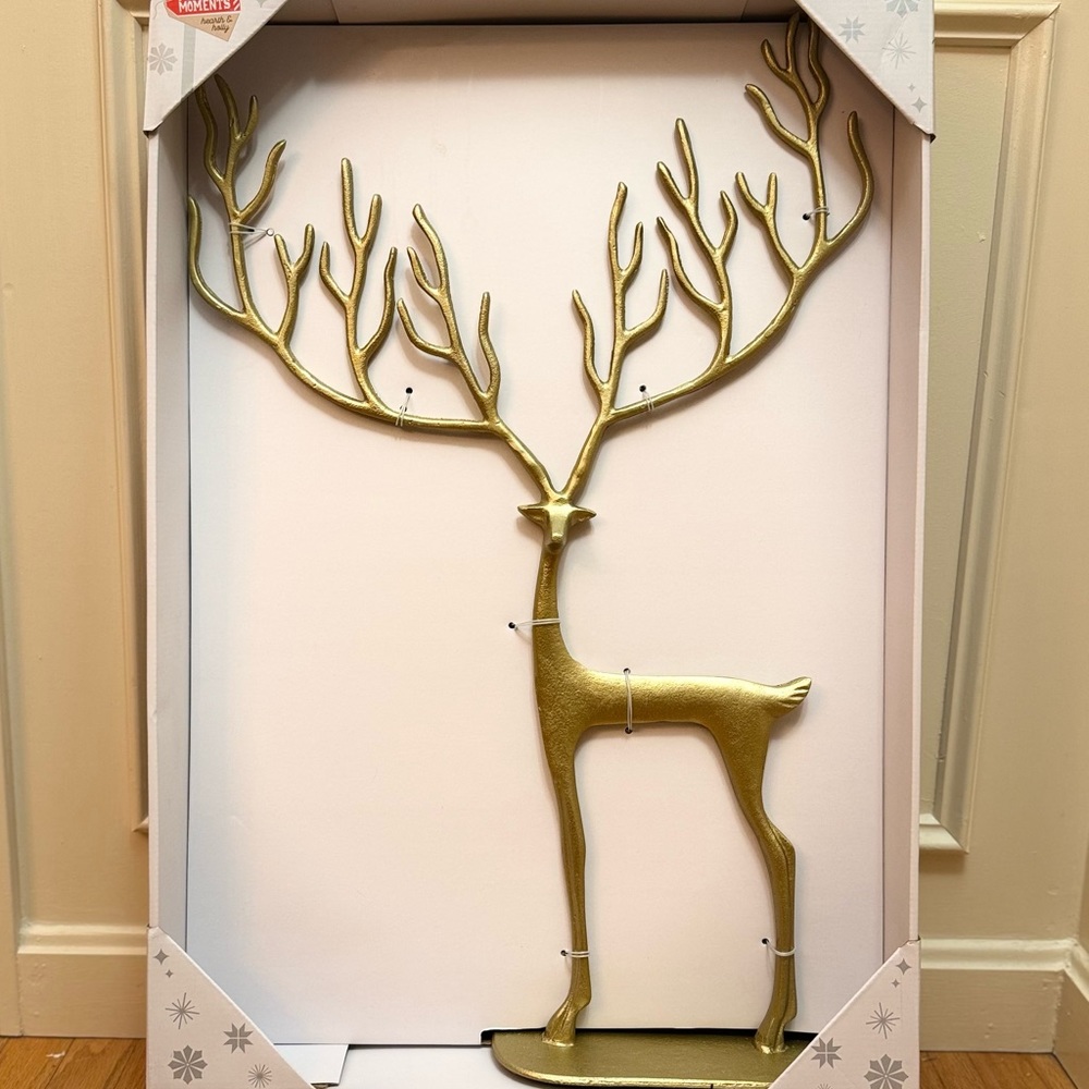 Merry Moments Brushed Gold Sculpted Reindeer, 1 Tall Reindeer - Picture 7 of 10